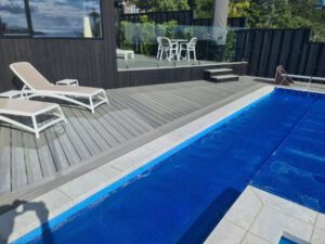 Composite decking around pool