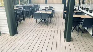 Outside covered decking area at Hanmer Springs Spa cafe