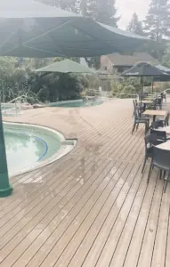 Hanmer Springs resort spa pool area decking
